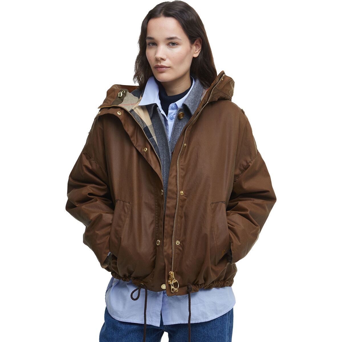Barbour Inez Wax Jacket - Women's Tan/Dress Tartan, US 8/UK 12