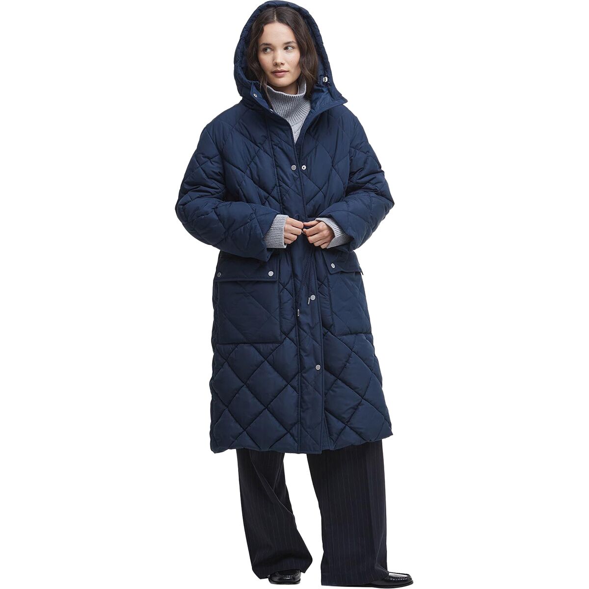 Image of Barbour Romilly Quilt Jacket - Women's Navy/Sky Dress Tartan, US 8/UK 12