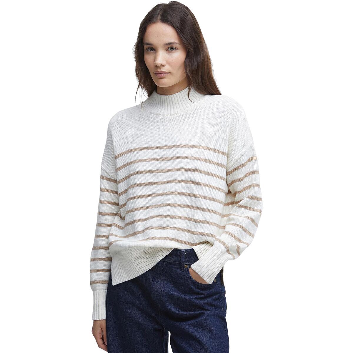 Barbour Shelly Knitted Jumper - Women's Cloud/Camel, US 8/UK 12