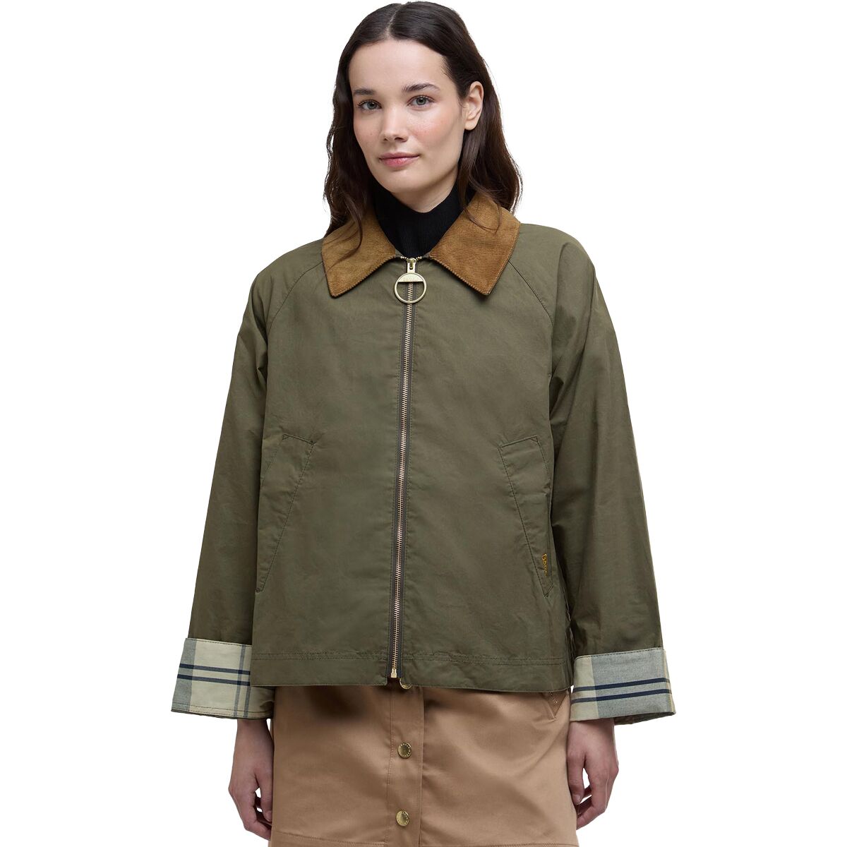 Image of Barbour Catlin Showerproof Jacket - Women's Dusky Green/Ancient Tartan, US 6/UK 10