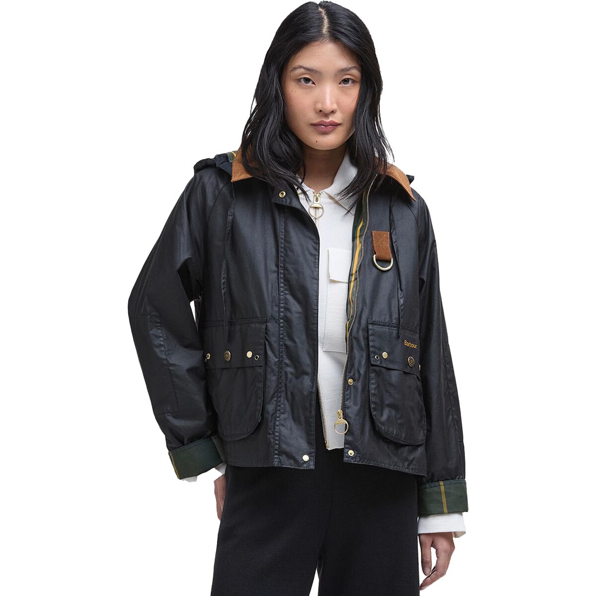 Image of Barbour Erma Wax Jacket - Women's Black/Ancient Tartan, US 14/UK 18
