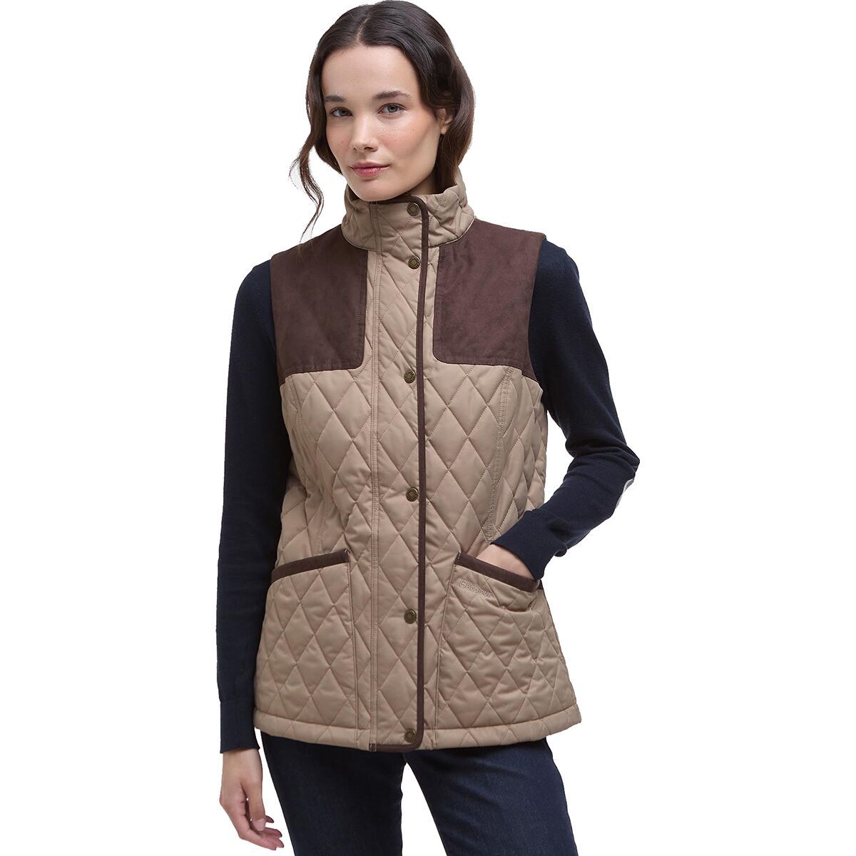 Barbour Keeper Wear Quilted Gilet - Women's Military Brown/Ancient Tartan, US 4/UK 8