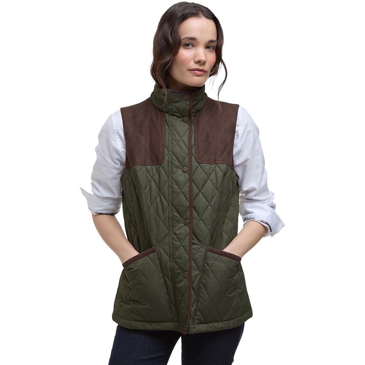 Image of Barbour Keeper Wear Quilted Gilet - Women's Olive/Ancient Tartan, US 8/UK 12