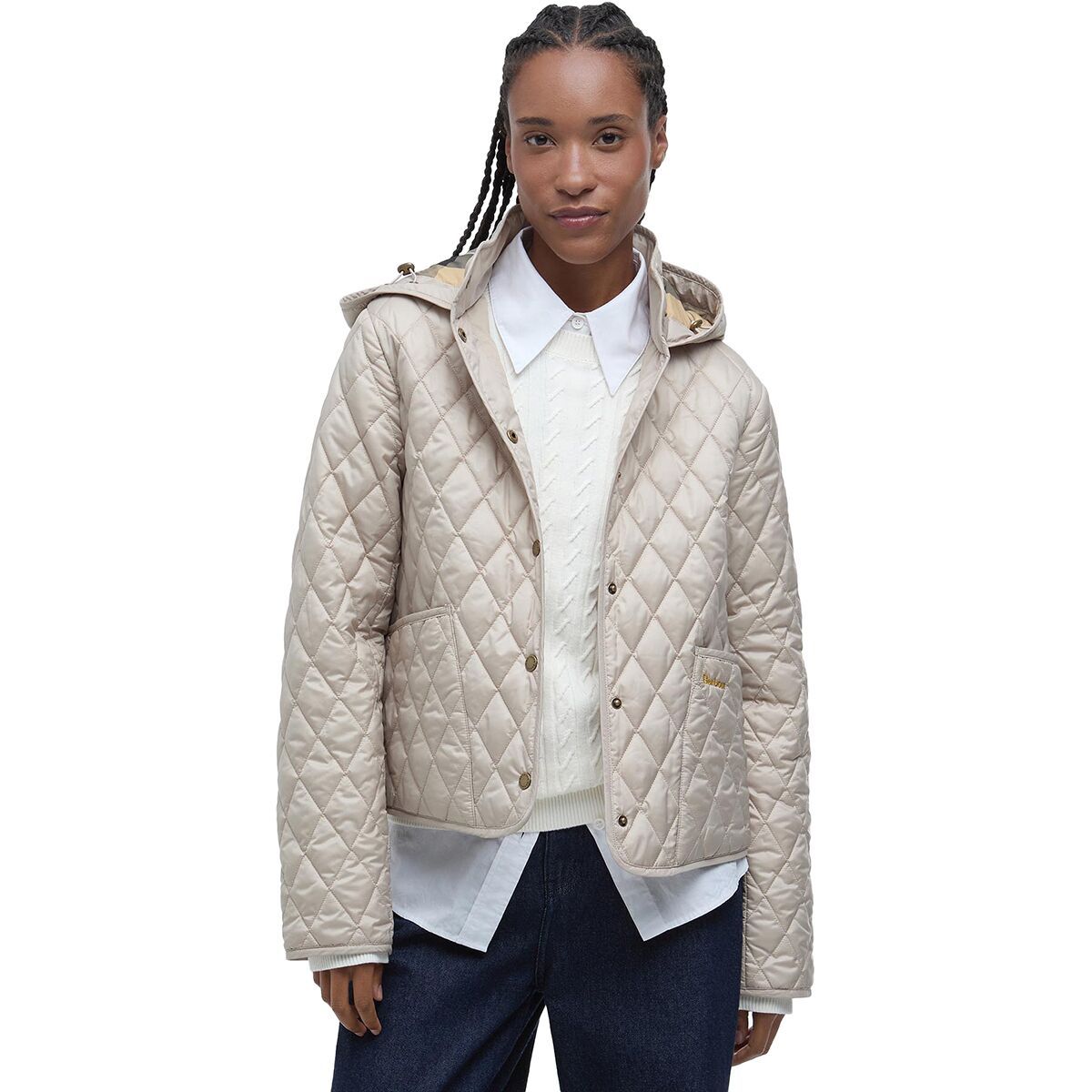 Image of Barbour Penelope Quilt Jacket - Women's Light Sand/Dress, US 12/UK 16