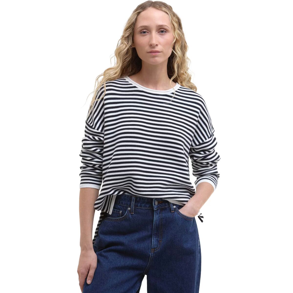 Image of Barbour Marine Stripe Knitted Jumper - Women's Navy Stripe, US 14/UK 18