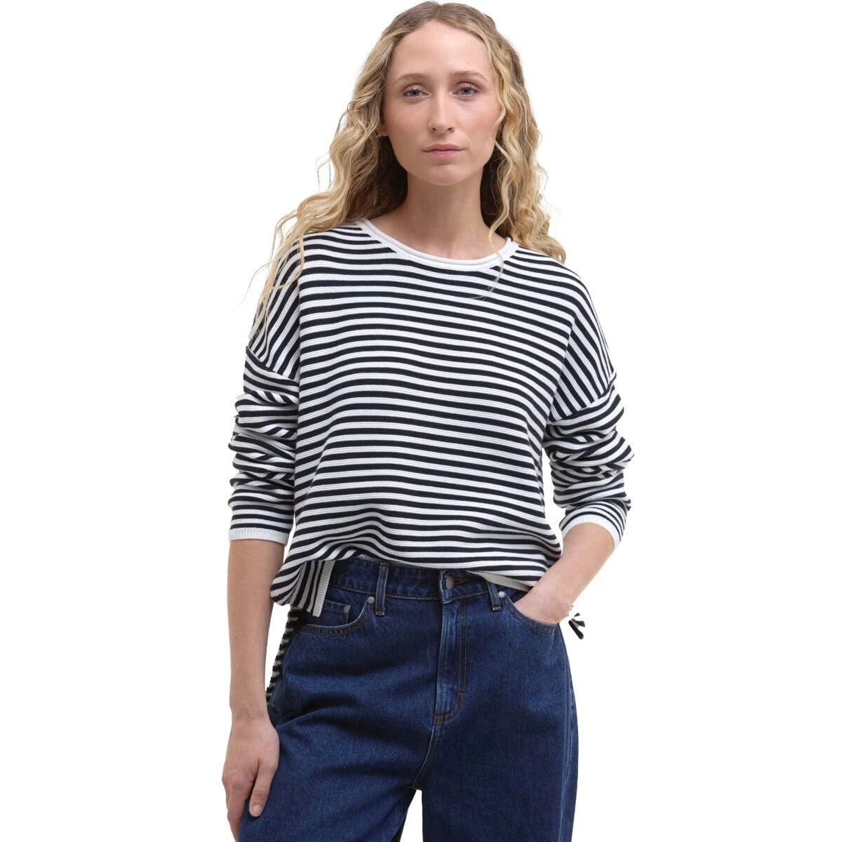 Image of Barbour Marine Stripe Knitted Jumper - Women's Navy Stripe, US 14/UK 18