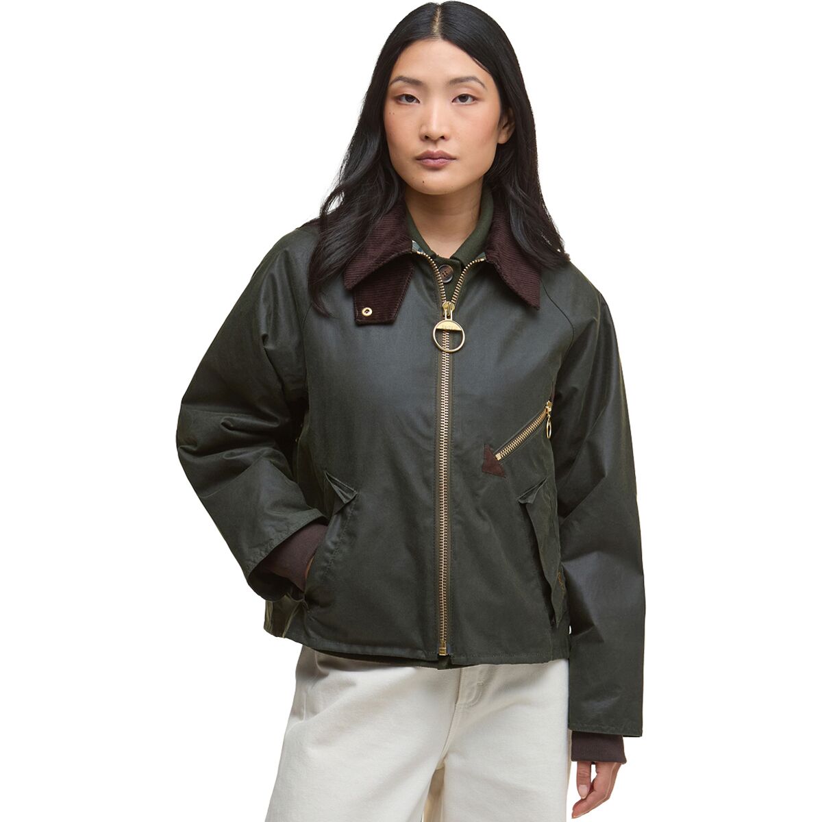 Image of Barbour Arlene Wax Jacket - Women's Fern/Ancient Tartan, US 14/UK 18