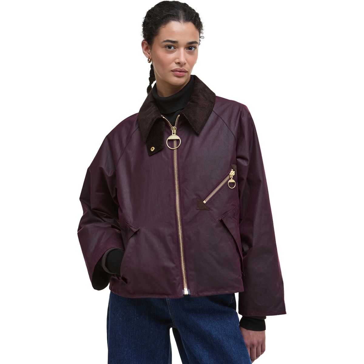 Image of Barbour Arlene Wax Jacket - Women's Merlot/Muted Tartan, US 12/UK 16