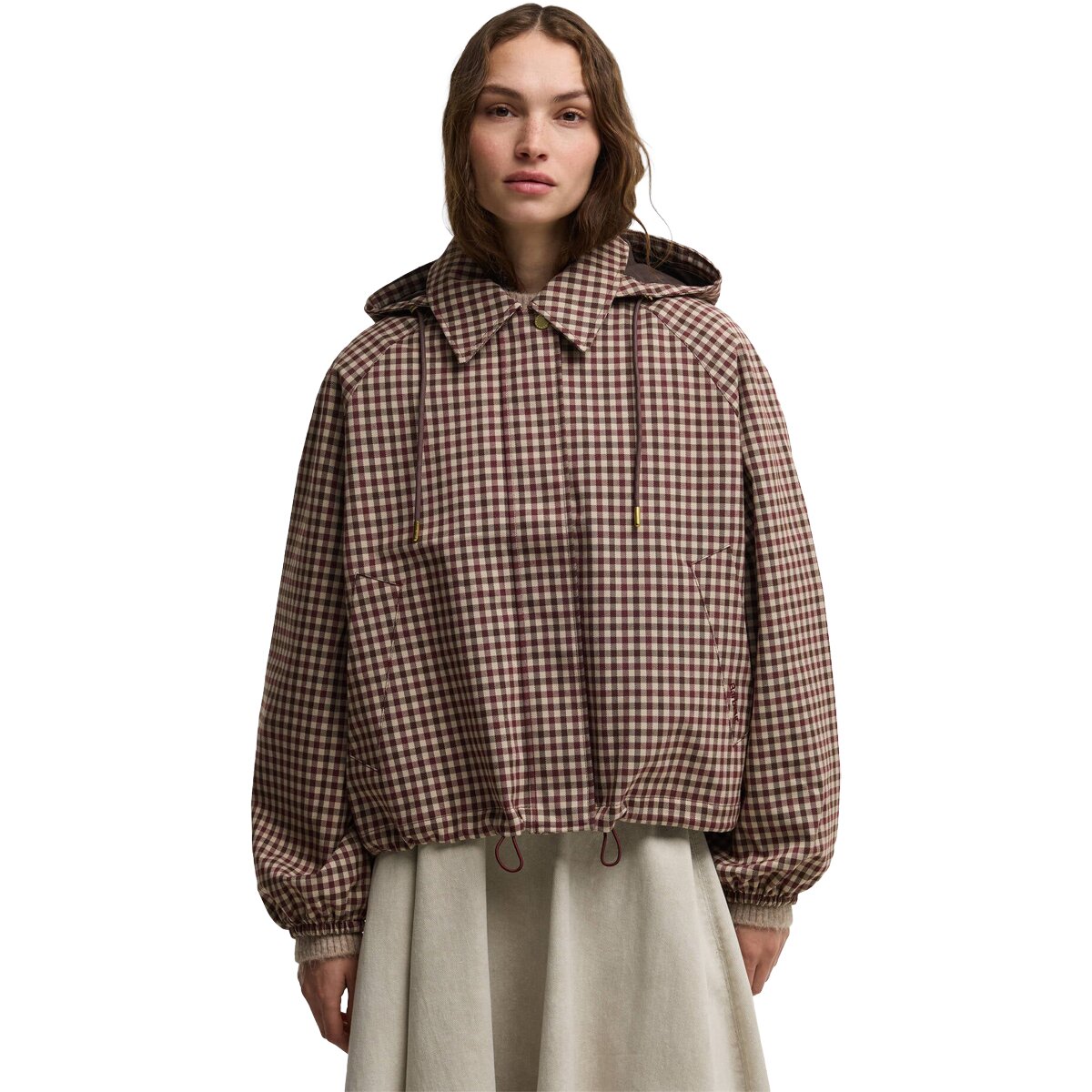 Barbour Audrey Showerproof Jacket - Women's Cranberry/Brown Gingham, US 8/UK 12