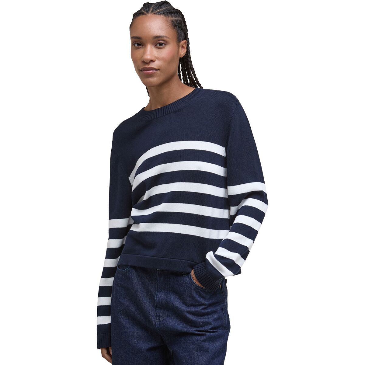 Image of Barbour Demi Knitted Jumper - Women's Dark Navy Stripe, US 6/UK 10