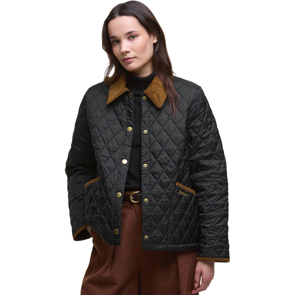 Image of Barbour Icons Cropped Liddesdale Quilted Jacket - Women's Black/Classic, US 12/UK 16