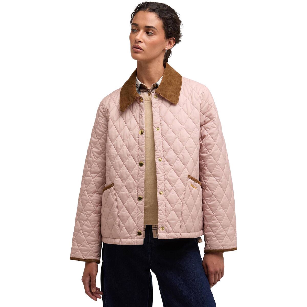 Image of Barbour Icons Cropped Liddesdale Quilted Jacket - Women's Gardenia/Dress/Beige, US 8/UK 12