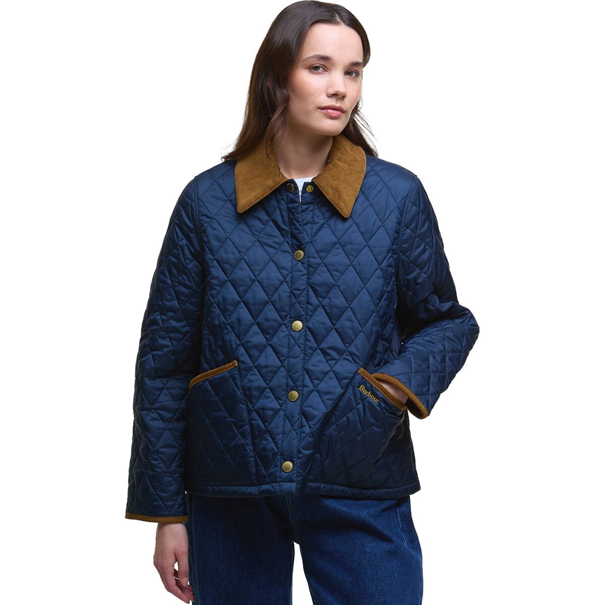 Image of Barbour Icons Cropped Liddesdale Quilted Jacket - Women's Navy/Classic, US 14/UK 18