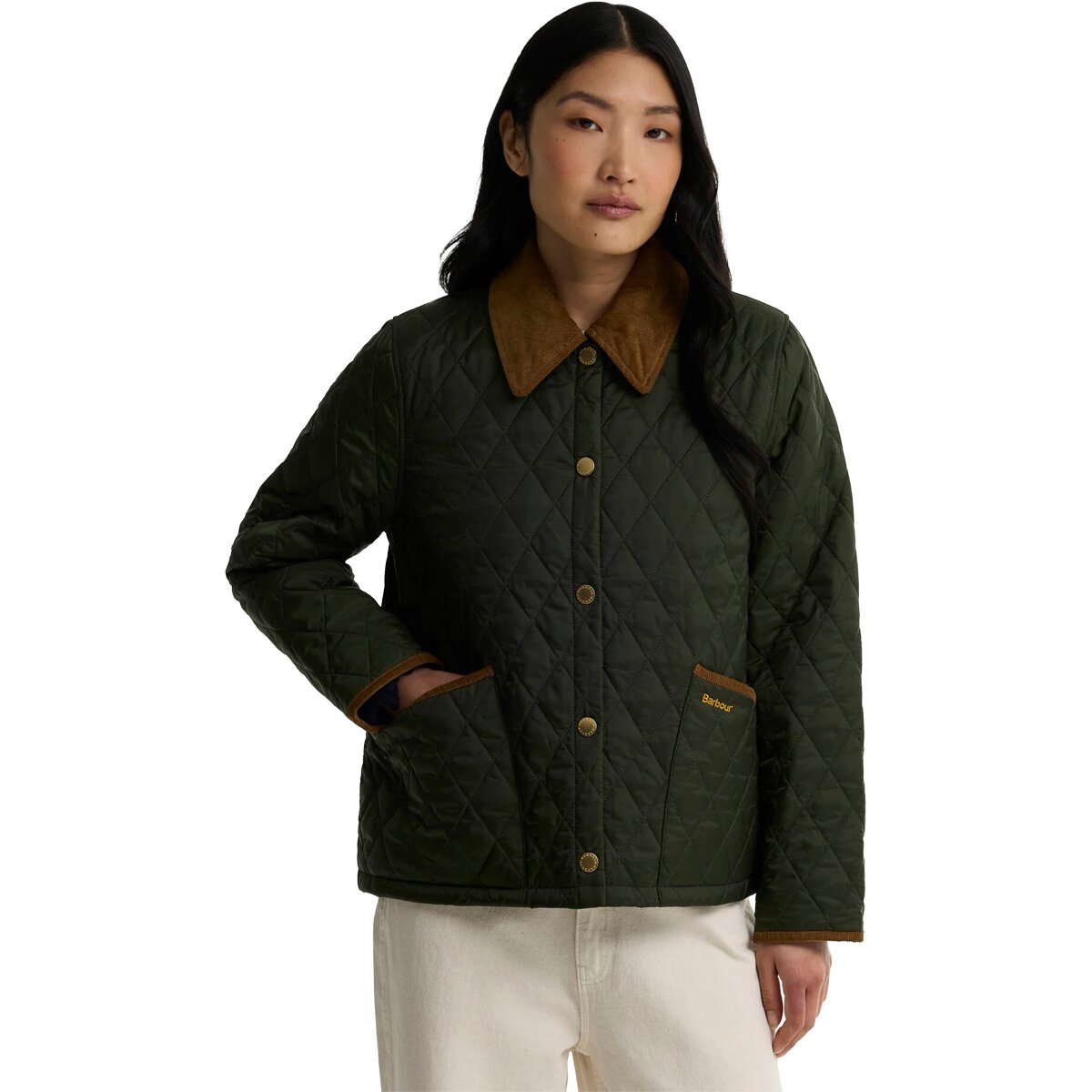 Image of Barbour Icons Cropped Liddesdale Quilted Jacket - Women's Olive/Classic, US 10/UK 14