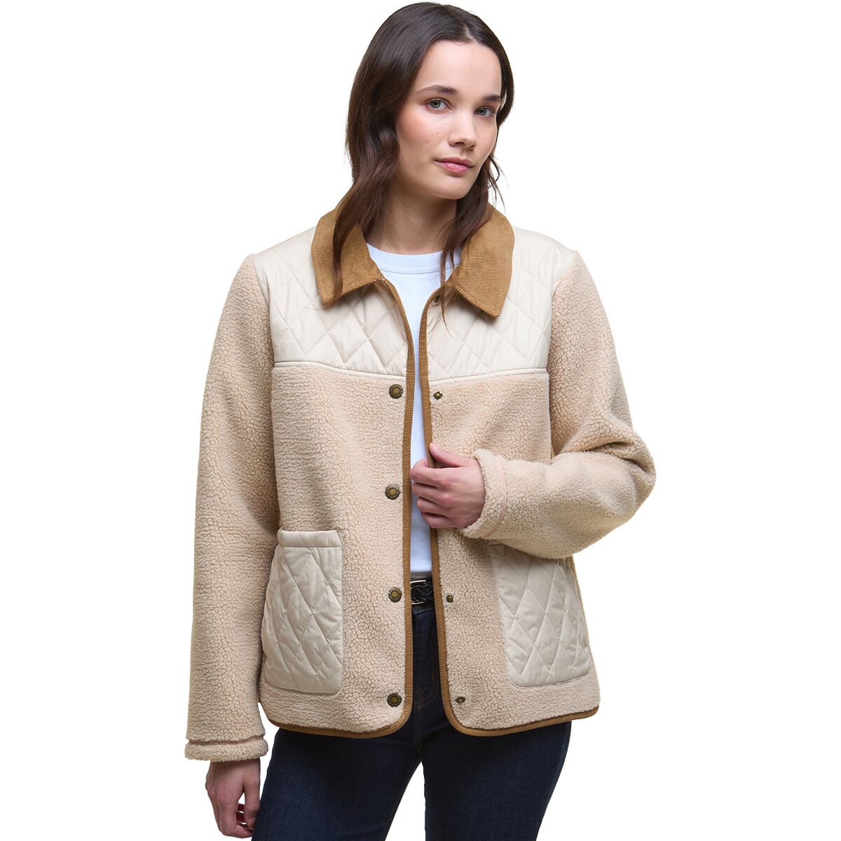 Image of Barbour Laurel Fleece Jacket - Women's Natural/Blanc, US 10/UK 14