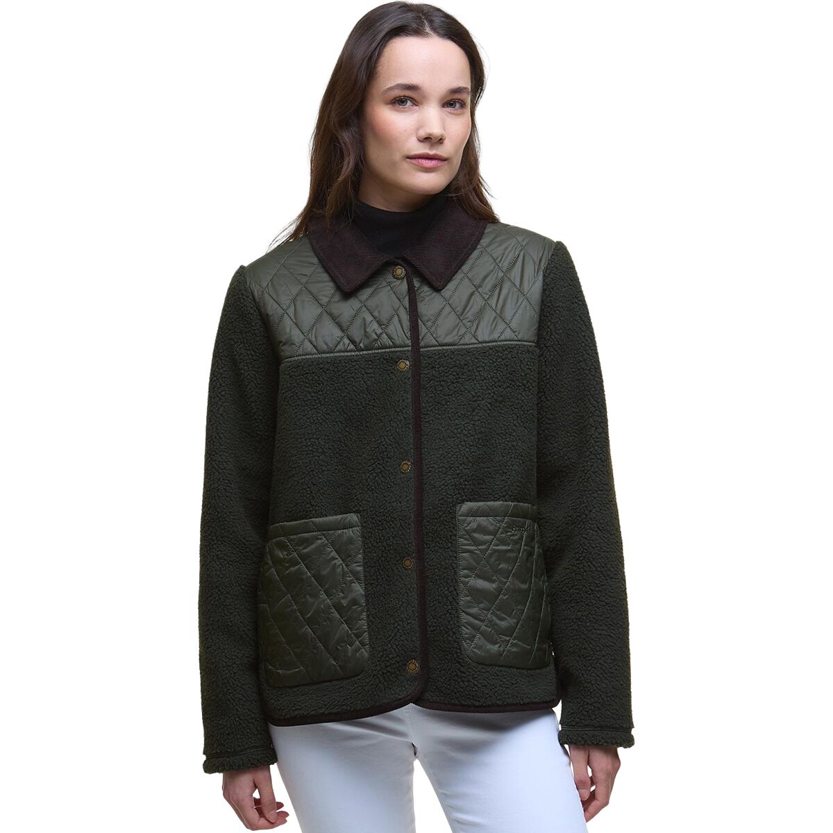 Image of Barbour Laurel Fleece Jacket - Women's Olive/Sage, US 10/UK 14