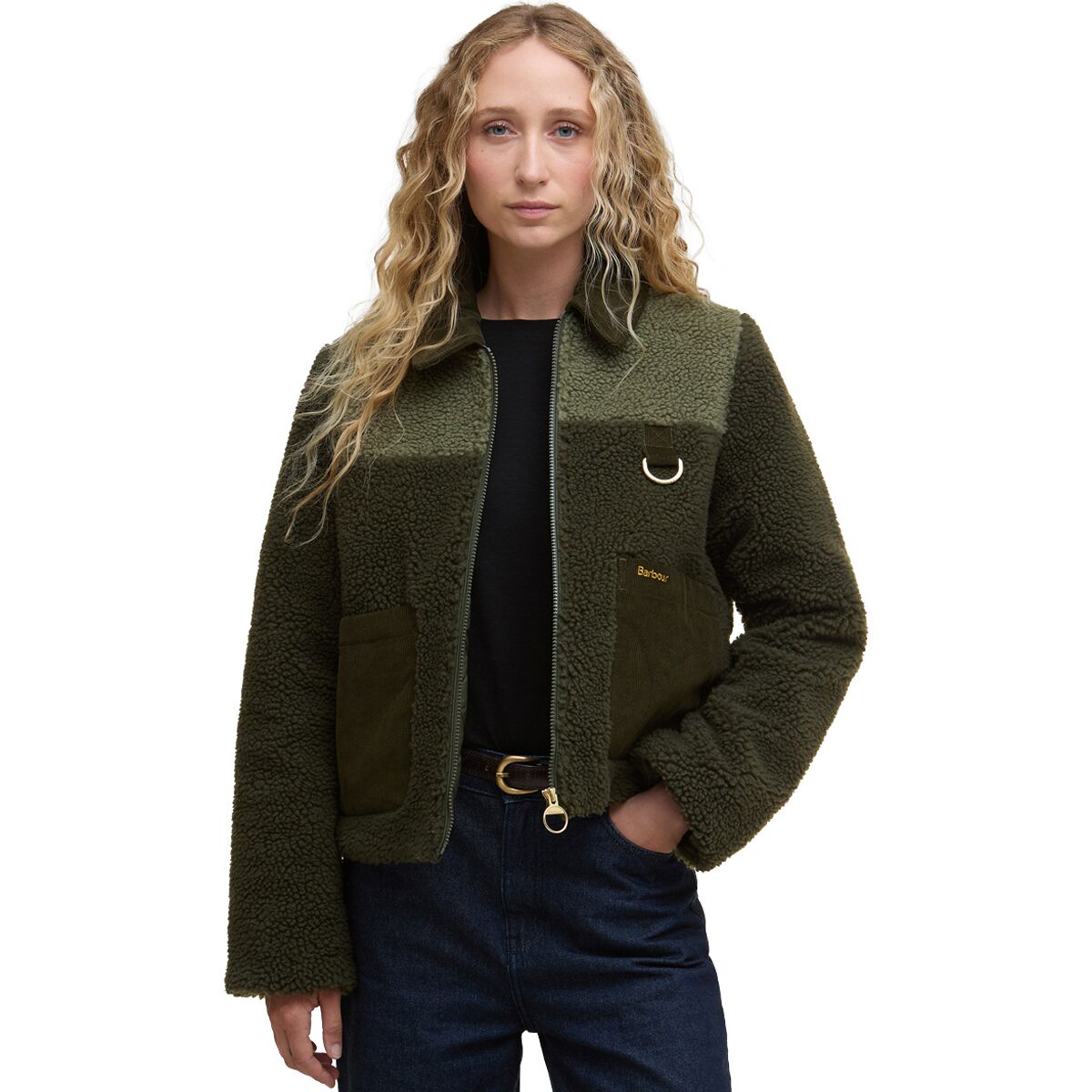 Image of Barbour Malena Fleece Jacket - Women's Olive/Light Moss, US 12/UK 16