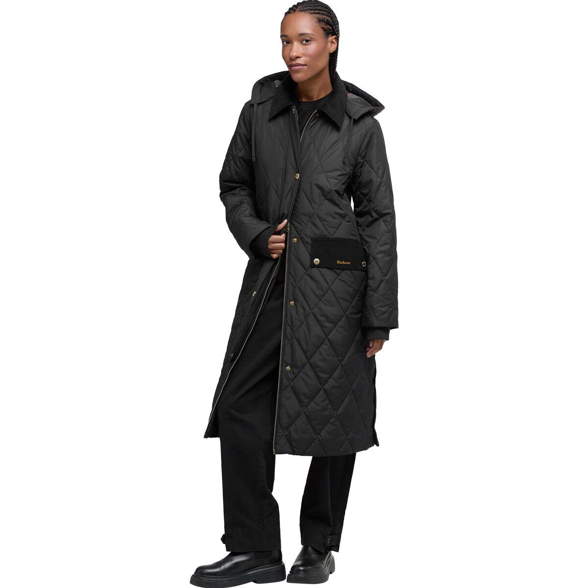 Image of Barbour Meredith Quilted Jacket - Women's Black/Classic Tartan, US 12/UK 16