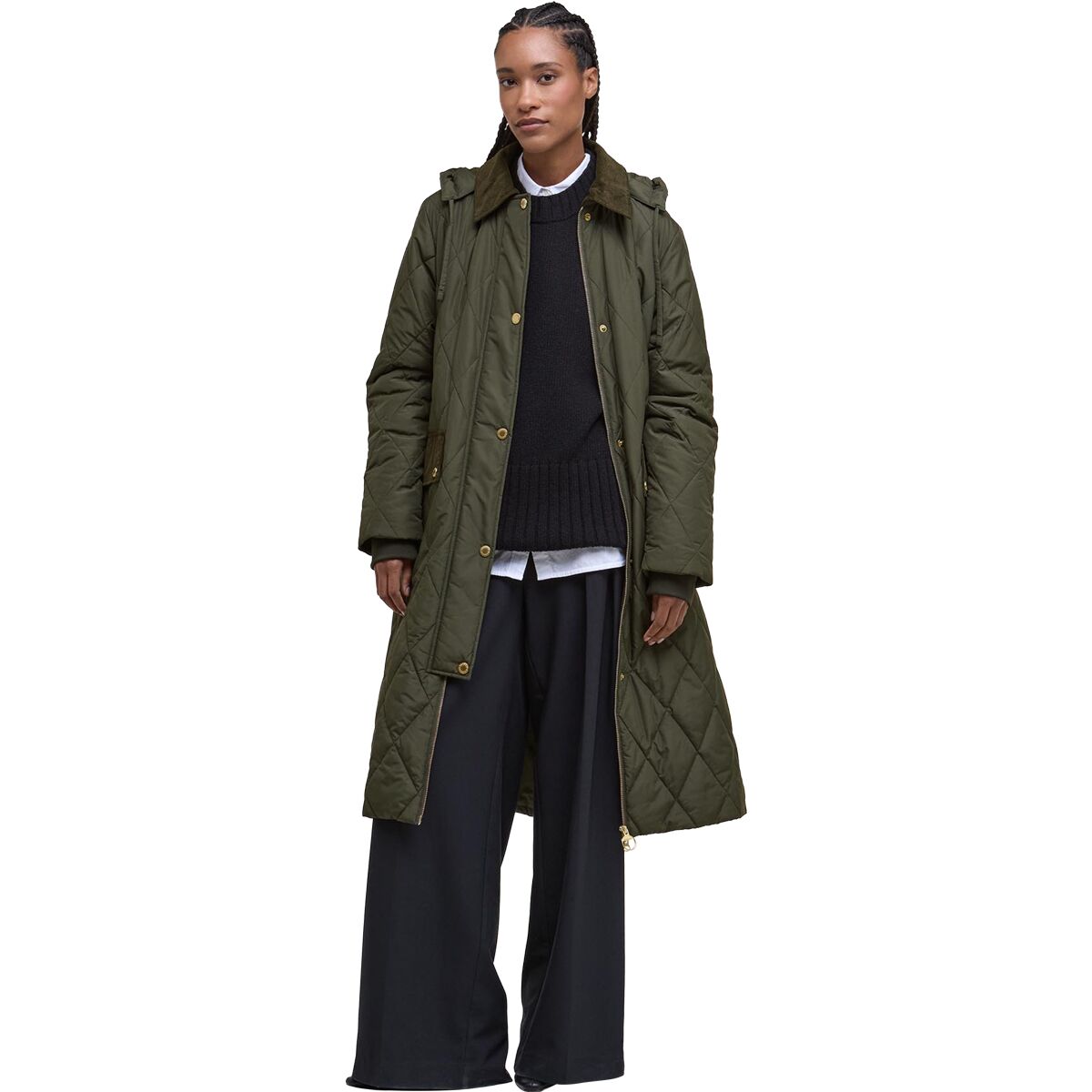 Image of Barbour Meredith Quilted Jacket - Women's Olive/Ancient Tartan, US 14/UK 18