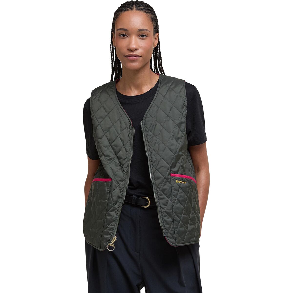 Image of Barbour My Reversible Liner Vest - Women's Sage/Zeni Pink, US 4/UK 8