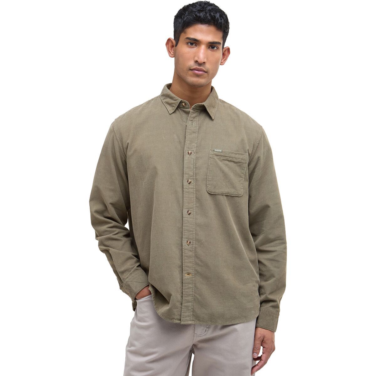 Image of Barbour Bramside Relaxed Cord Shirt - Men's Olive, XXL