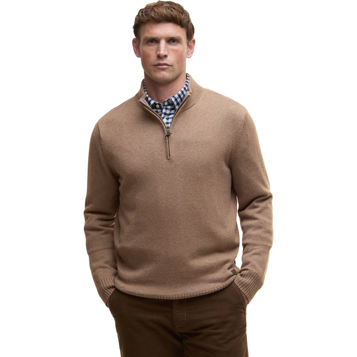 Image of Barbour Kelson 1/2-Zip Knitted Jumper - Men's Stone, L