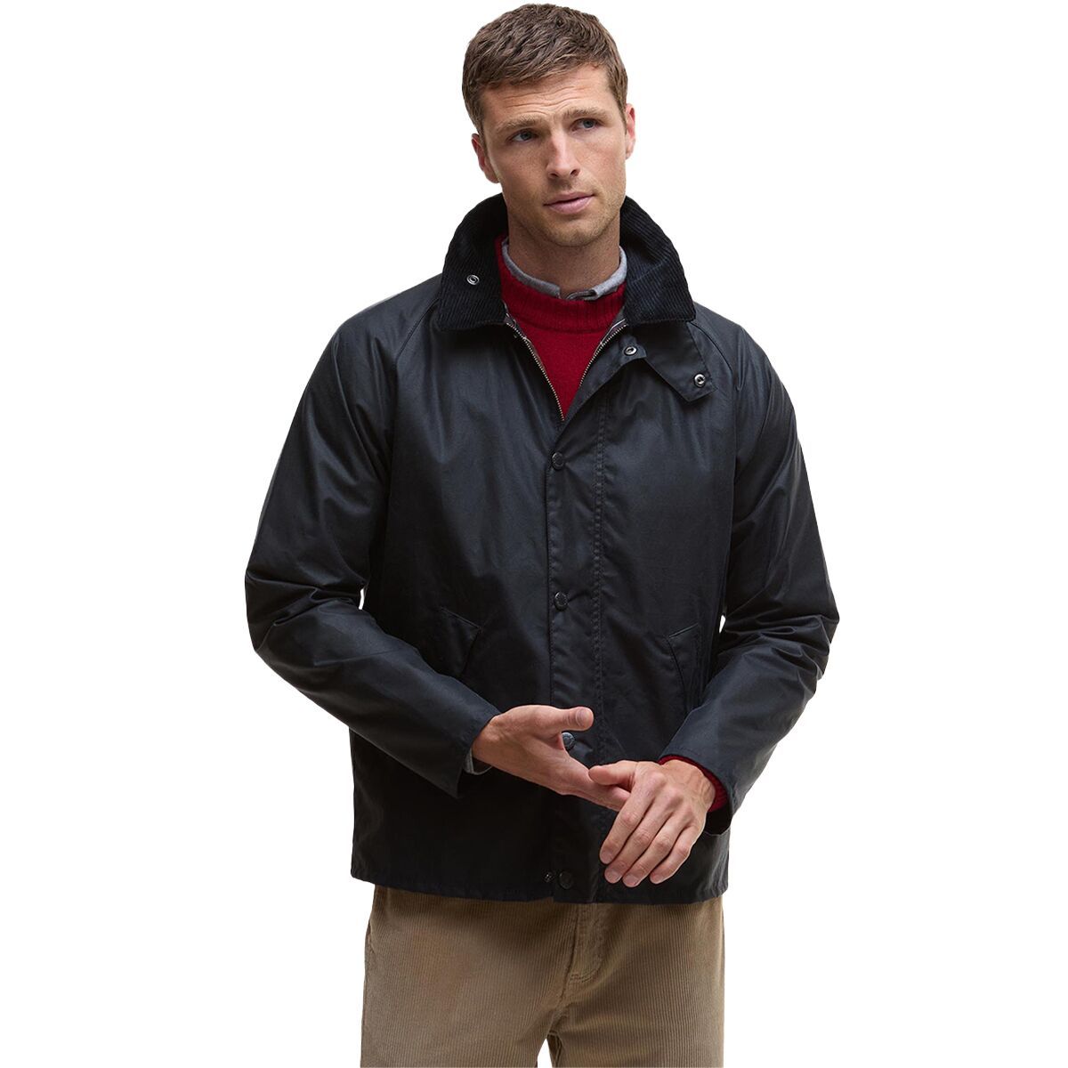 Image of Barbour Tracker Wax Jacket - Men's Navy, XXL