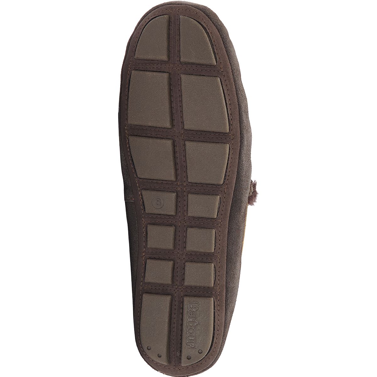 Men’s Barbour 
Brown Suede Leather Moccasin Slippers with Cream Fleece Lining. Barbour Mens Dark Brown Suede Monty Fur Slippers main image 2