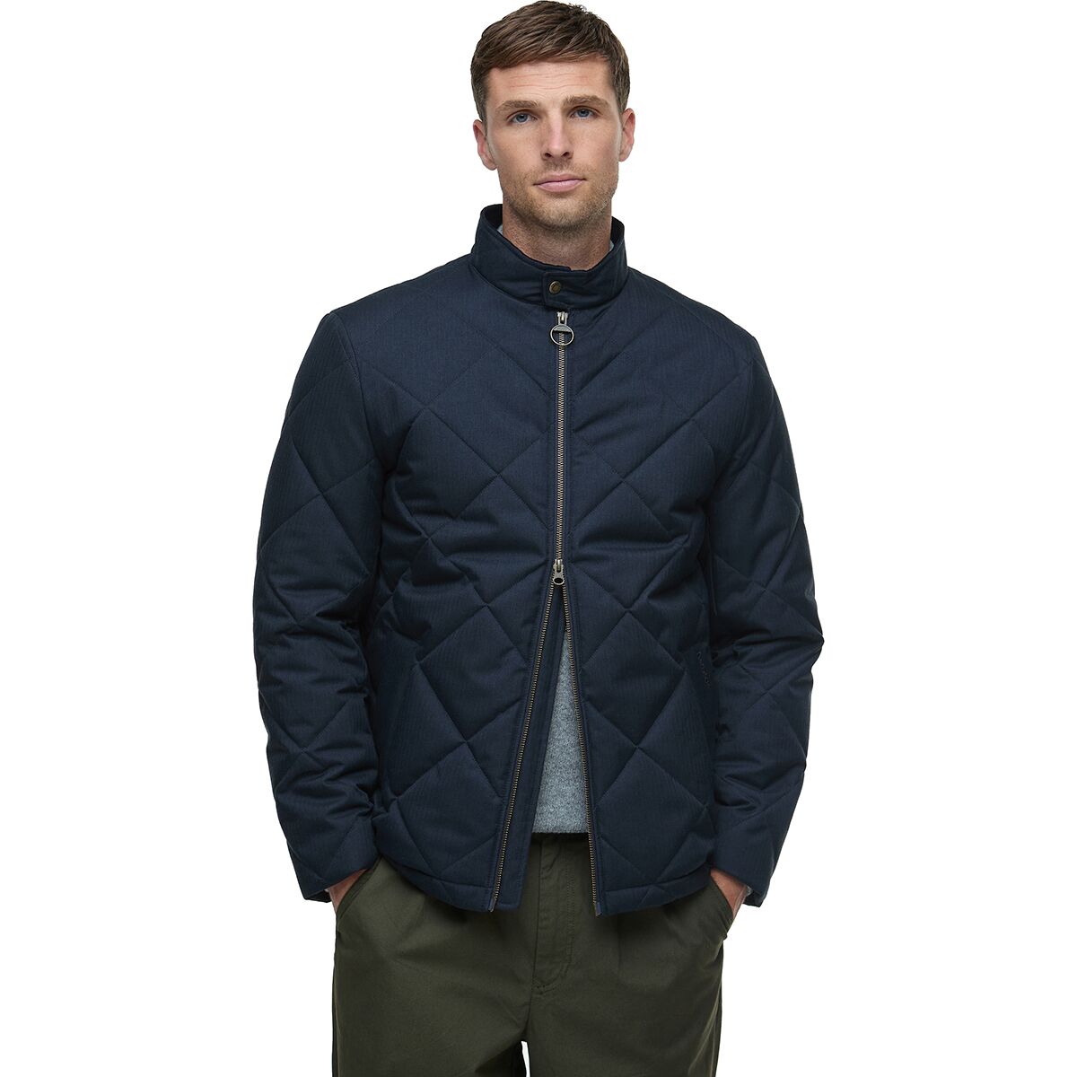 Image of Barbour City Harrington Quilted Jacket - Men's Navy, XL