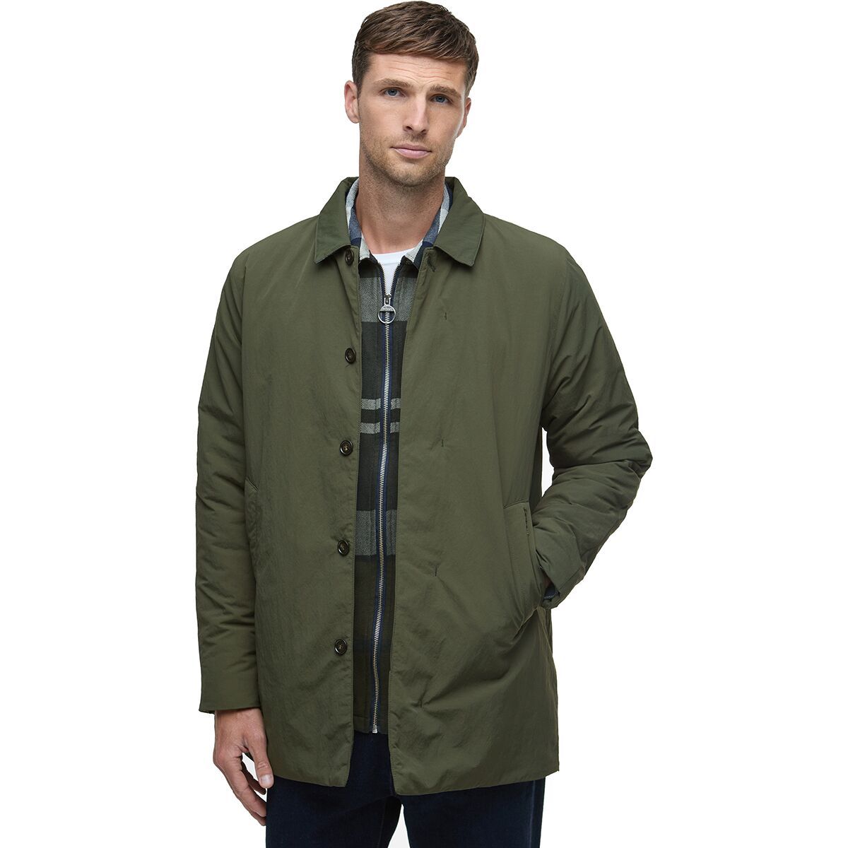 Barbour Wadded Lorden Showerproof Mac - Men's Olive, S