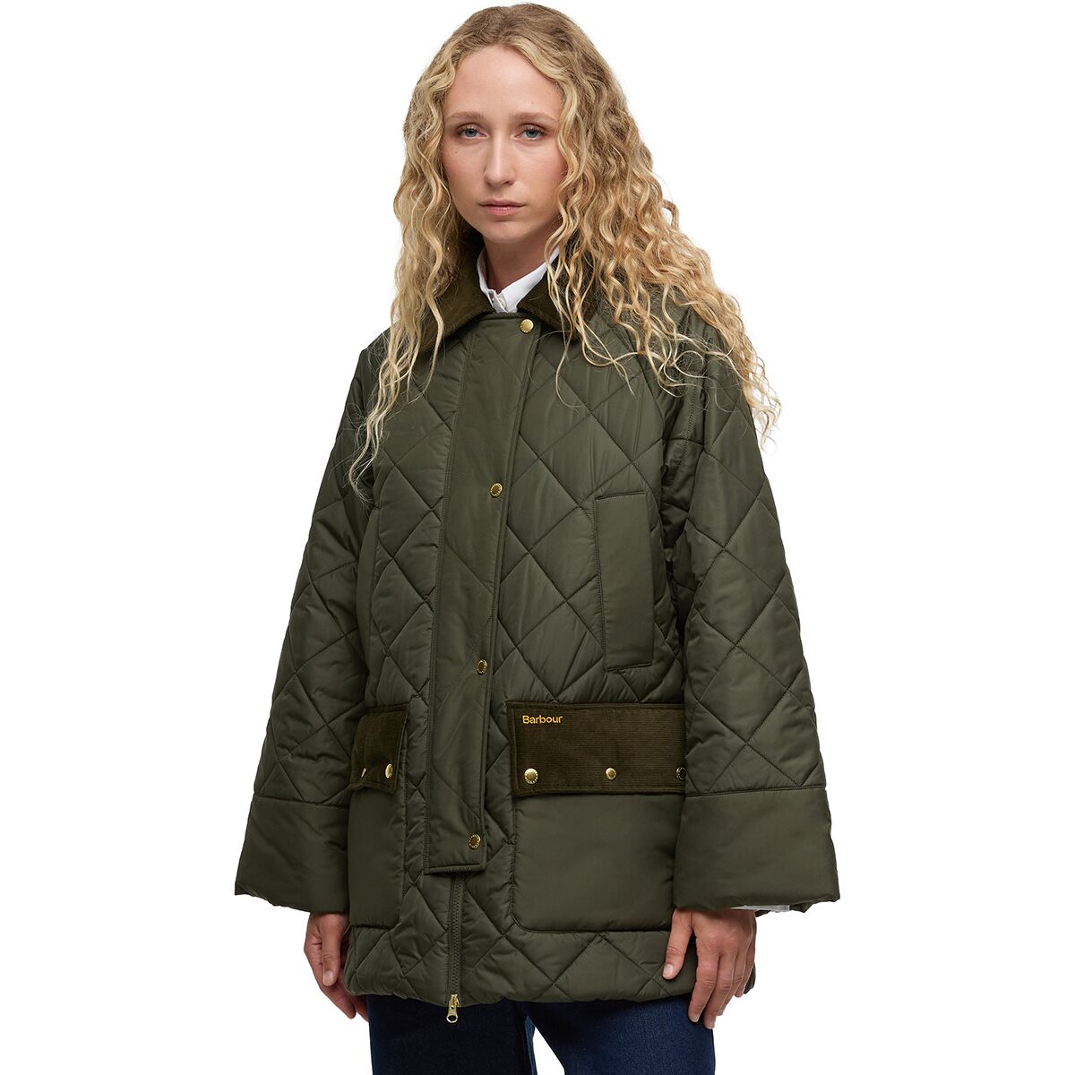 Image of Barbour Aldburgh Quilted Jacket - Women's Olive/Ancient Tartan, US 10/UK 14
