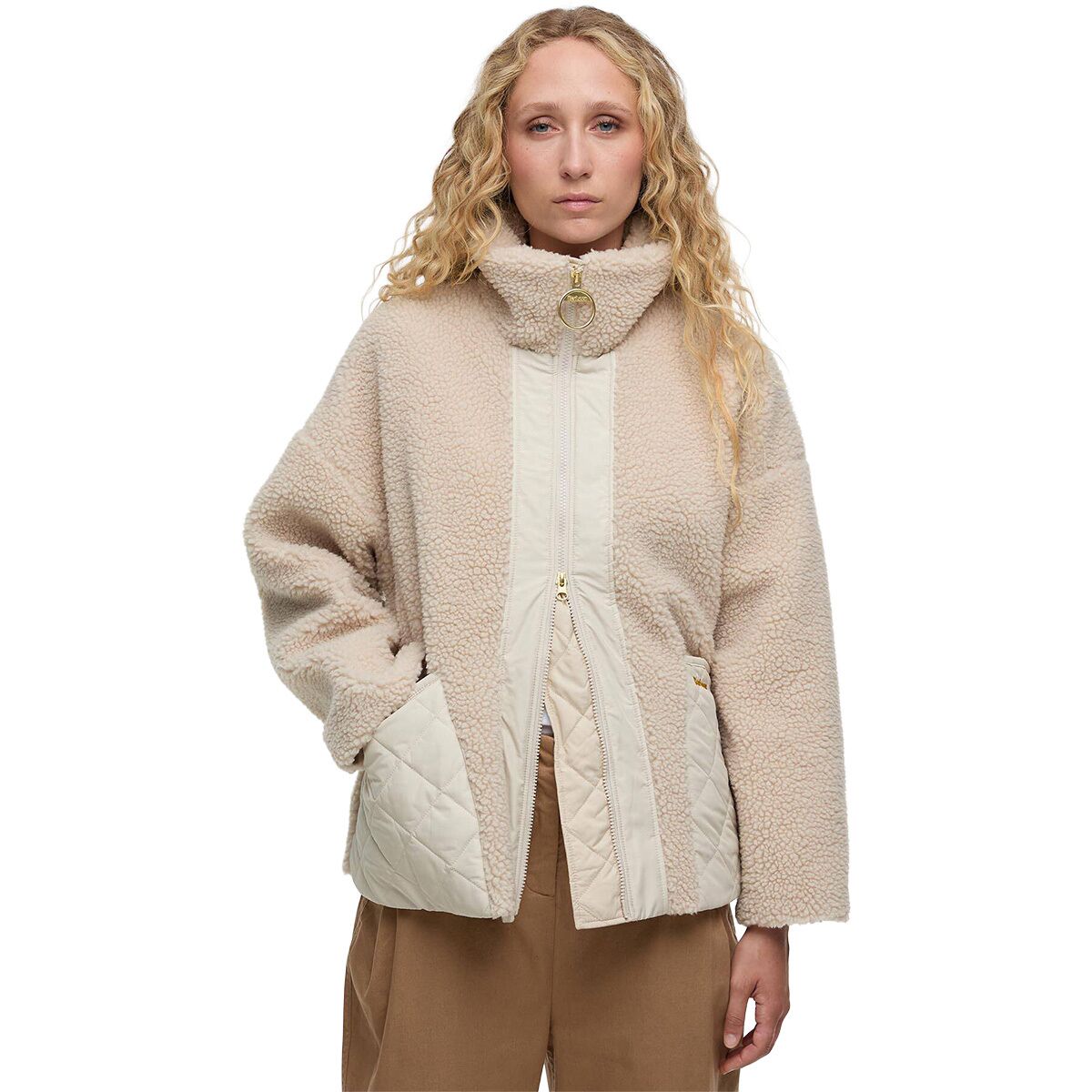 Image of Barbour Brawby Fleece - Women's Silver Cloud/Oatmeal, US 10/UK 14