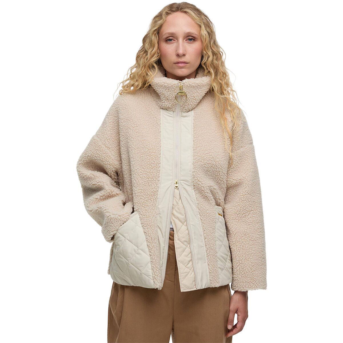 Image of Barbour Brawby Fleece - Women's Silver Cloud/Oatmeal, US 8/UK 12