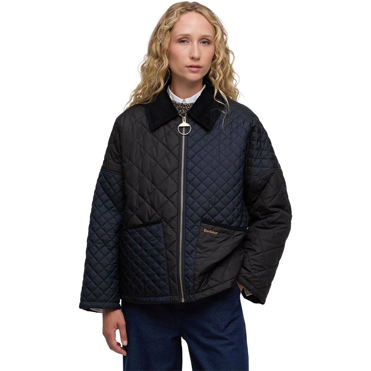Image of Barbour Danby Quilted Jacket - Women's Dark Navy/Black/Dress Tartan, US 6/UK 10