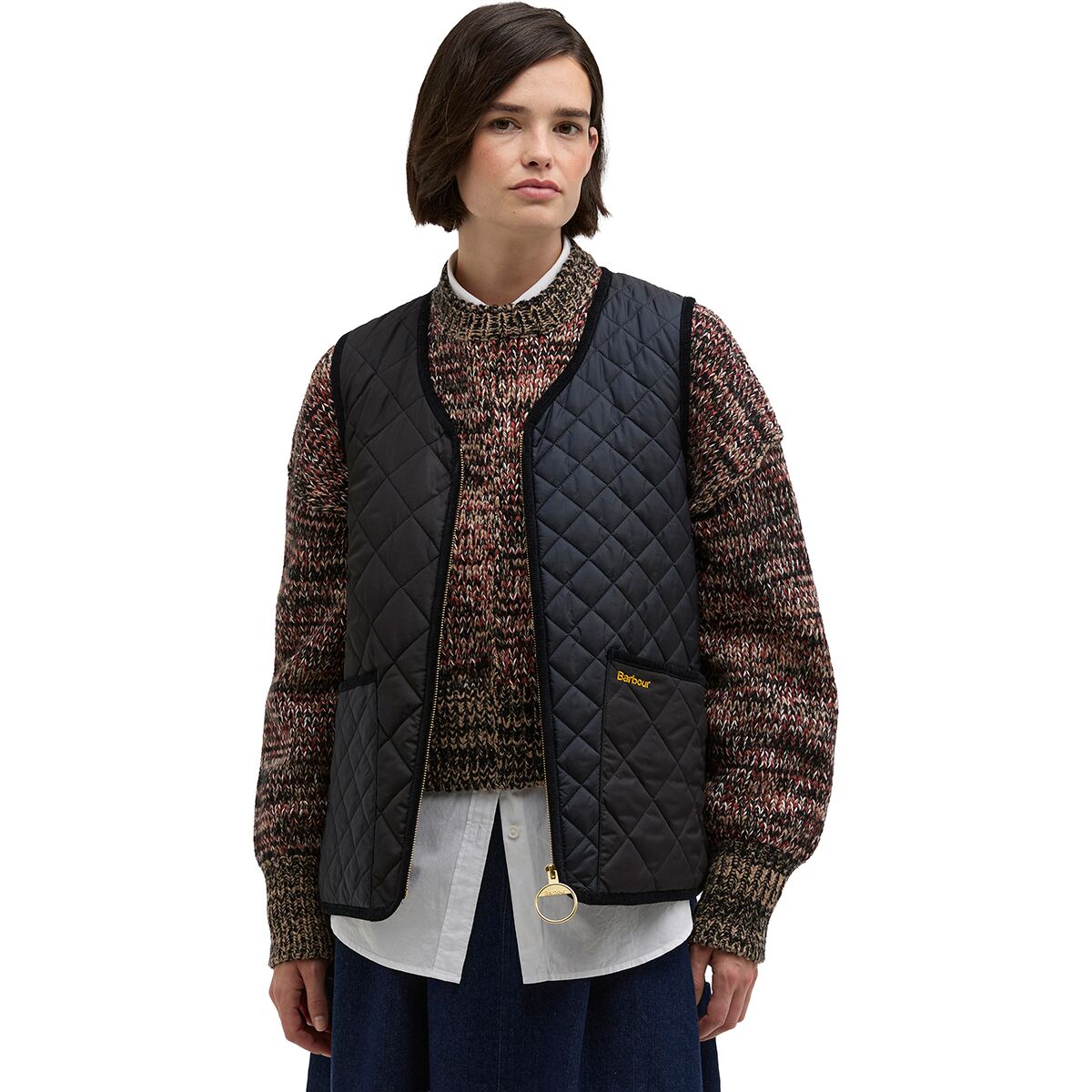 Image of Barbour Heslerton Gilet - Women's Dark Navy/Black/Dress Tartan, US 10/UK 14