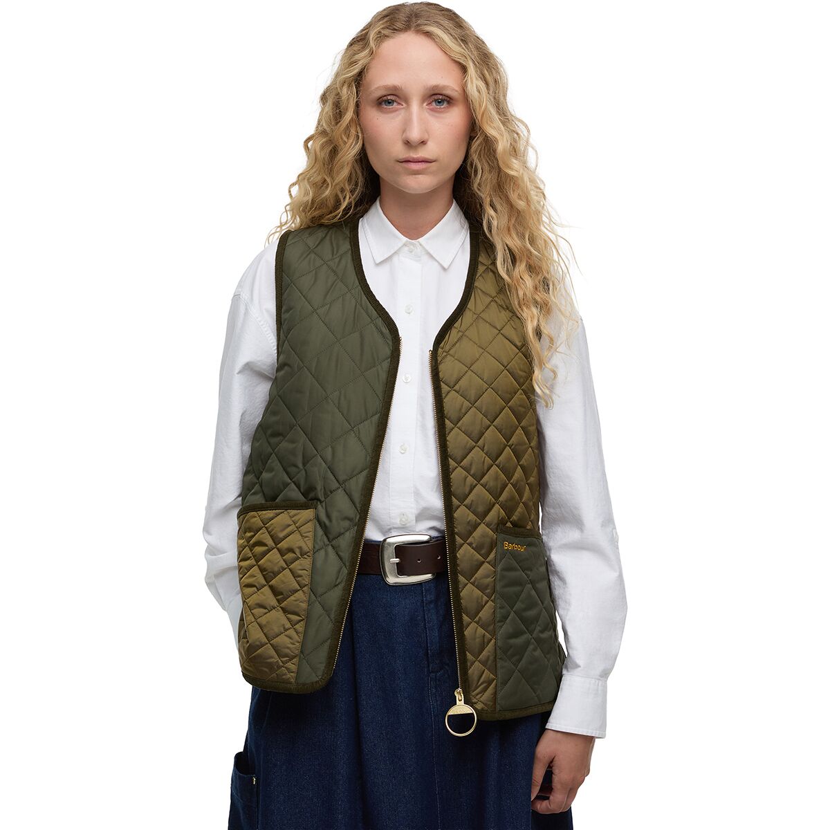 Image of Barbour Heslerton Gilet - Women's Golden Olive/Olive/Ancient Tartan, US 6/UK 10