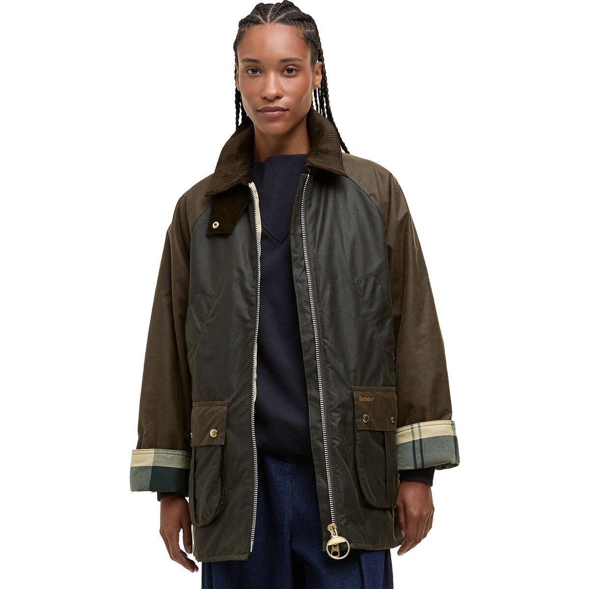 Image of Barbour Kettlewell Wax Jacket - Women's Archive Olive/Beech/Ancient Tartan, US 8/UK 12