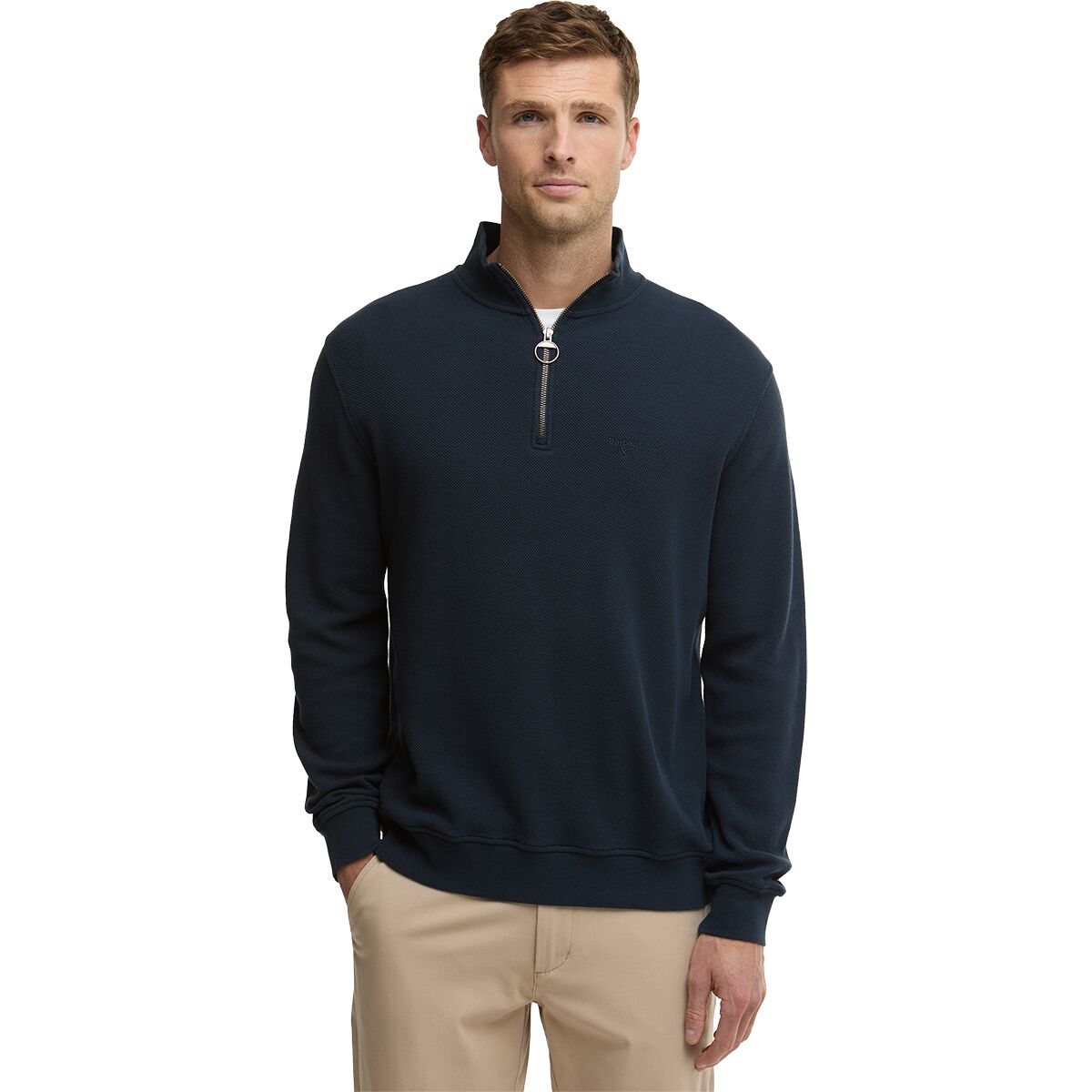 Image of Barbour Pique Interlock 1/2-Zip Sweatshirt - Men's Navy, XL