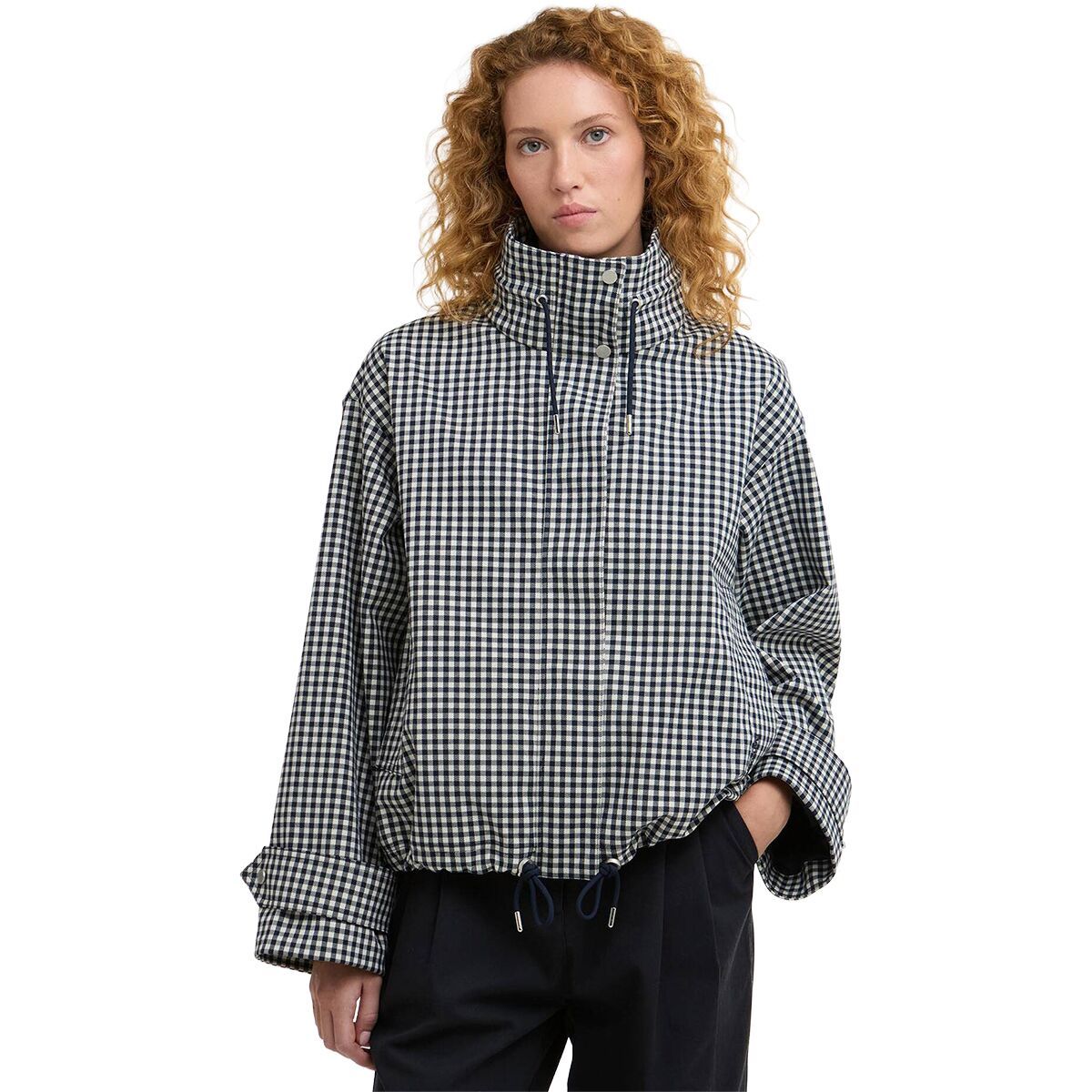 Image of Barbour Bronwyn Check Showerproof Jacket - Women's Navy Gingham, US 8/UK 12