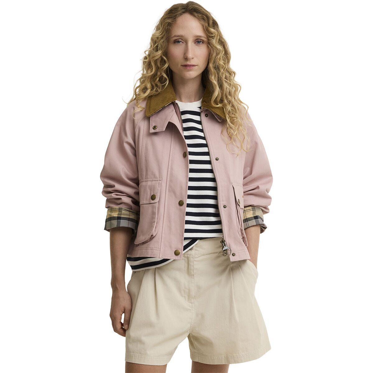 Image of Barbour Cropped Beadnell Casual Jacket - Women's Gardenia/Dress/Beige, US 12/UK 16
