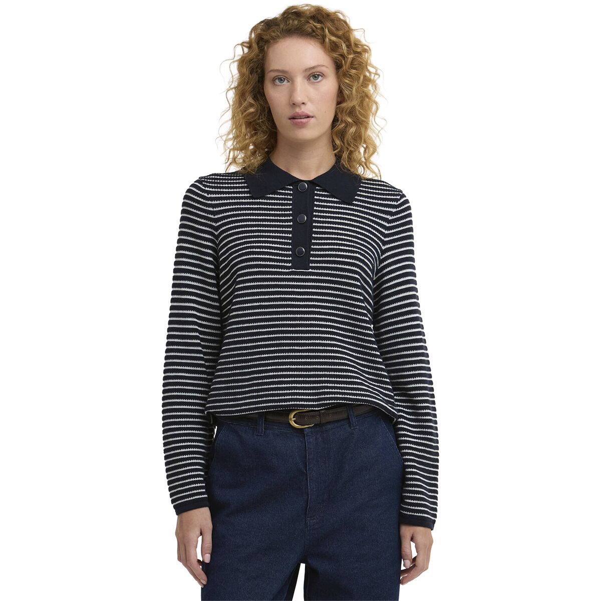 Image of Barbour Inez Knitted Jumper - Women's Dark Navy Stripe, US 6/UK 10