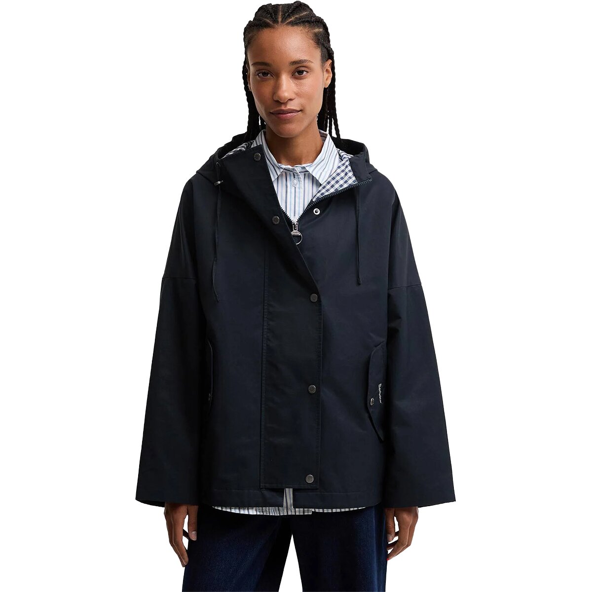 Image of Barbour Kingswood Showerproof Jacket - Women's Dark Navy/Navy Gingham, US 8/UK 12