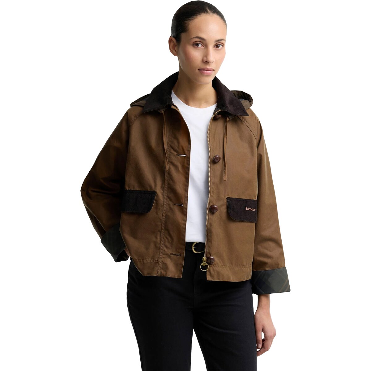 Image of Barbour Adina Wax Jacket - Women's Tan/Shadow Classic, US 10/UK 14