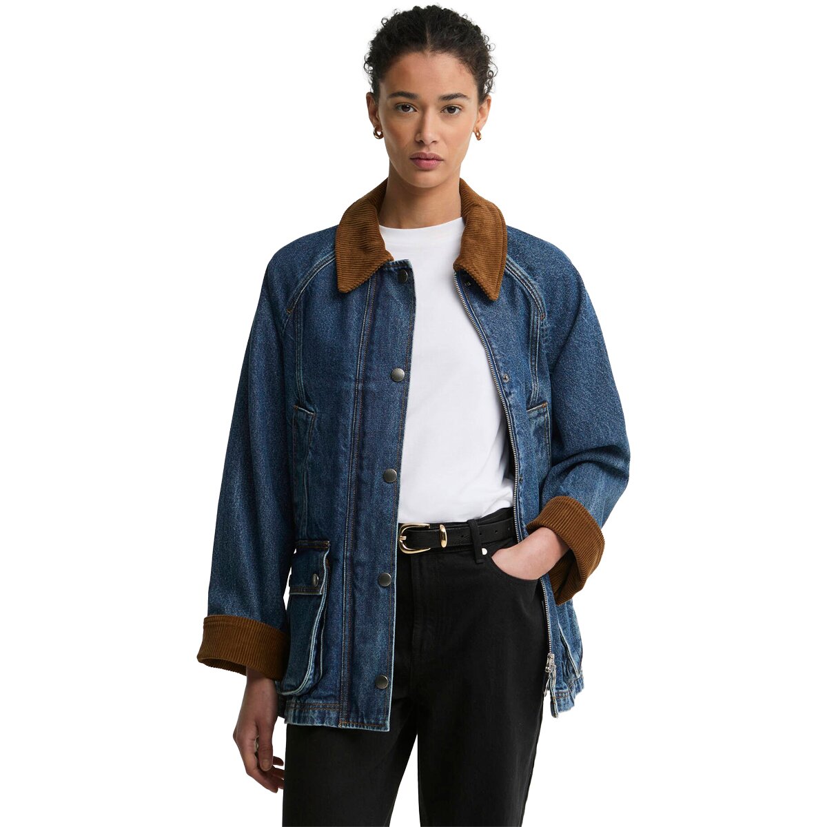 Image of Barbour Denim Modern Beadnell Casual Jacket - Women's Mid Blue Denim/Classic, US 10/UK 14
