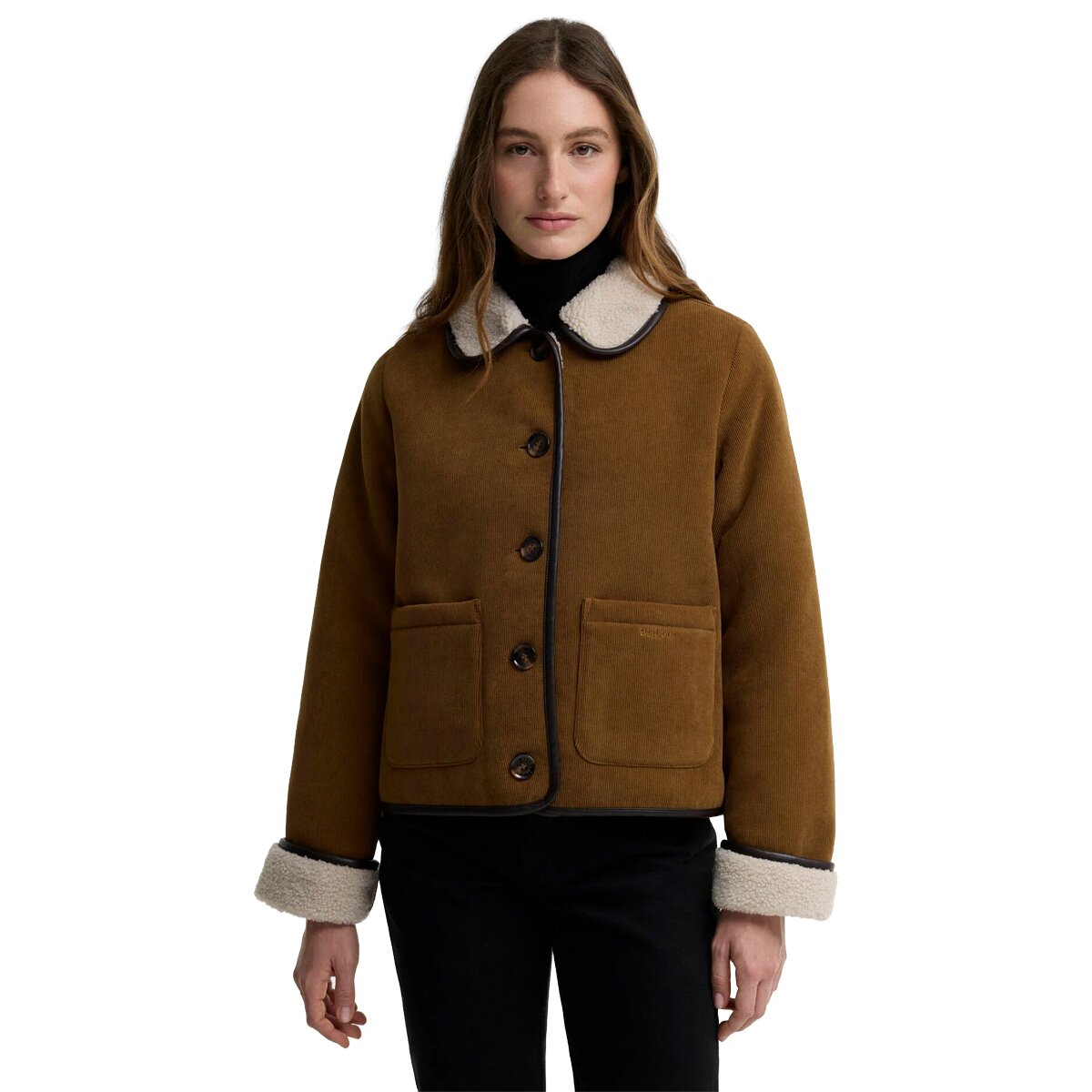 Image of Barbour Penny Fleece Casual Jacket - Women's Tan/Ecru, US 14/UK 18