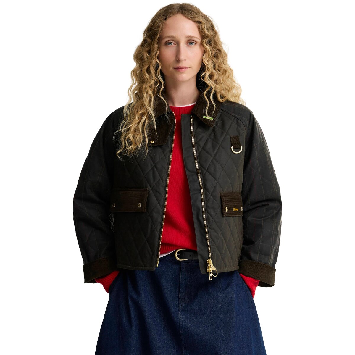 Image of Barbour Reimagined Icons Tartan Quilted Spey Wax Jacket - Women's Olive/Classic, US 10/UK 14