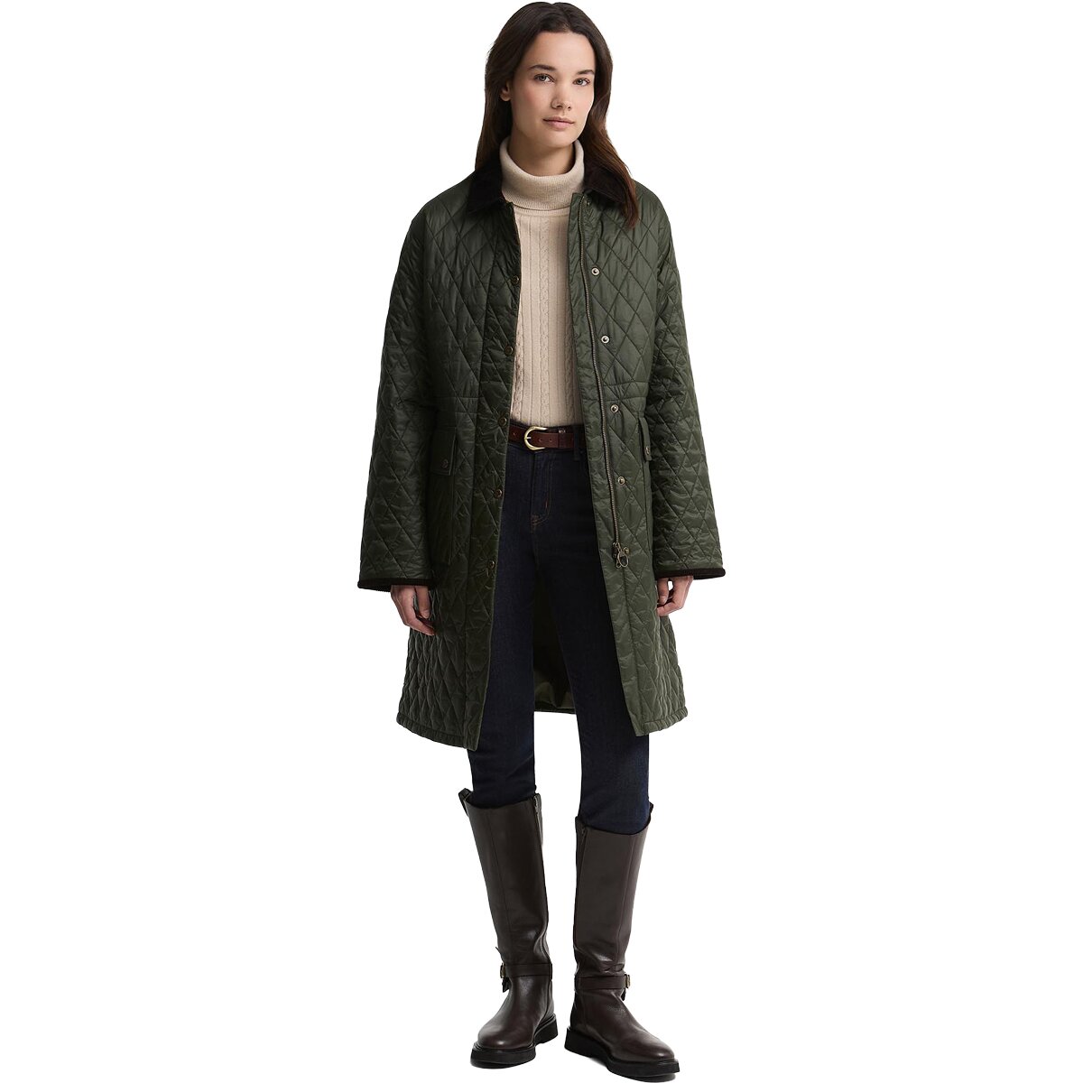 Image of Barbour Rosamund Quilted Jacket - Women's Olive/Shadow Classic, US 10/UK 14