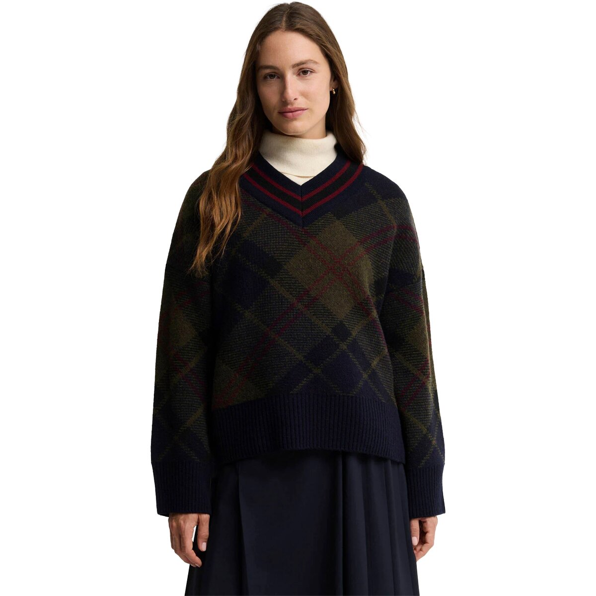 Barbour Shae Knitted Jumper - Women's Shadow Classic Tartan, US 4/UK 8