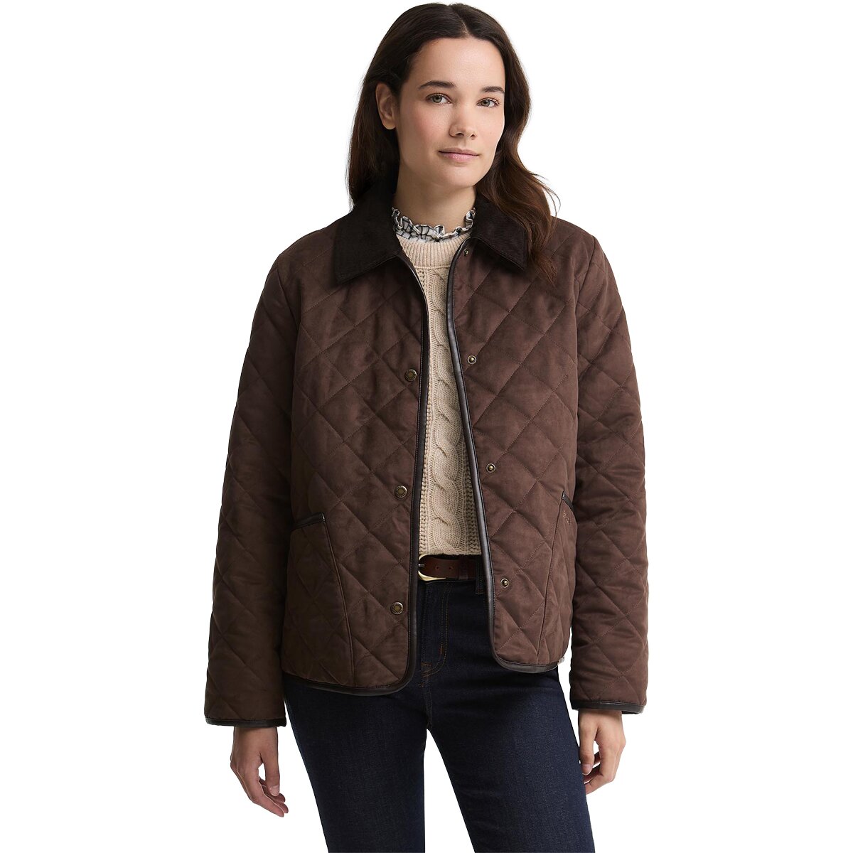 Image of Barbour Sonya Quilted Jacket - Women's Dark Brown/Muted, US 4/UK 8