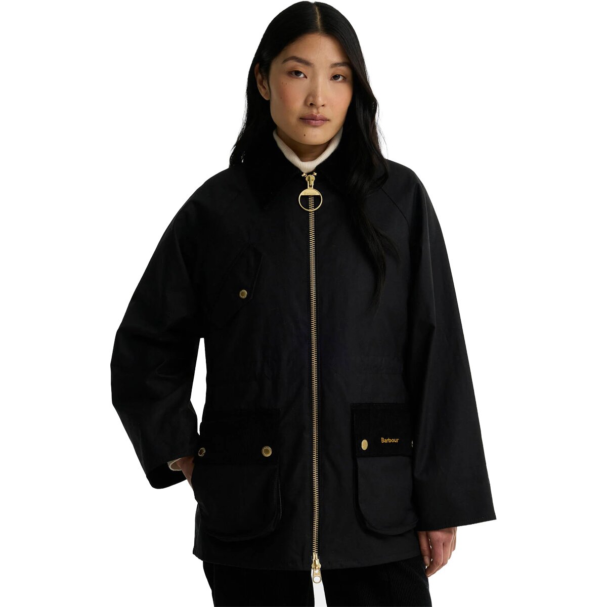 Image of Barbour Treeton Wax Jacket - Women's Black/Ancient, US 10/UK 14